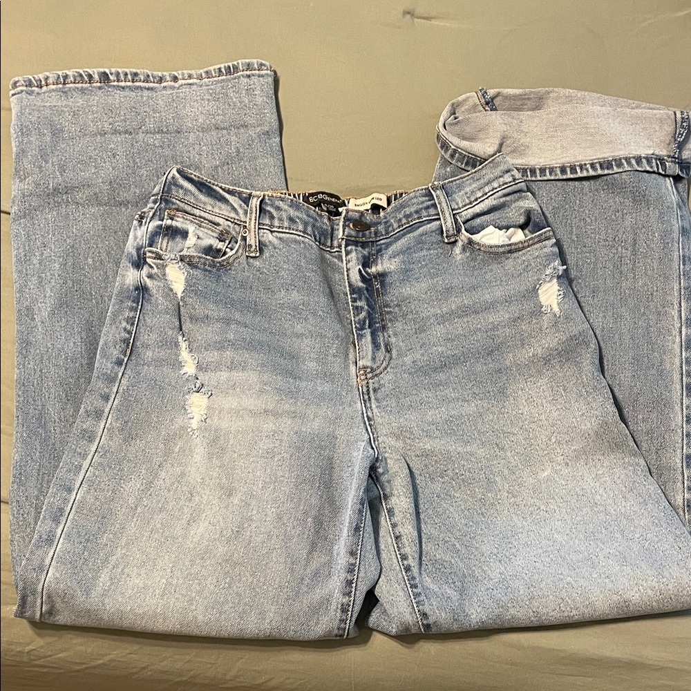 BCBGeneration Light Blue Distressed baggy Wide Leg Jeans